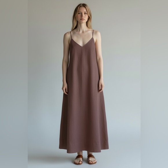 Free People Dresses & Skirts - Free People Emmers Linen Mdid Dress in Mauve Brown Chic